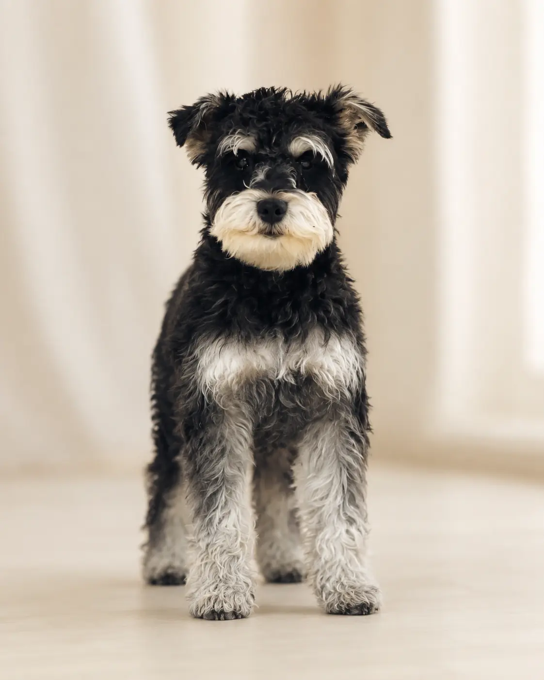 Adult black and silver miniature schnauzer sire